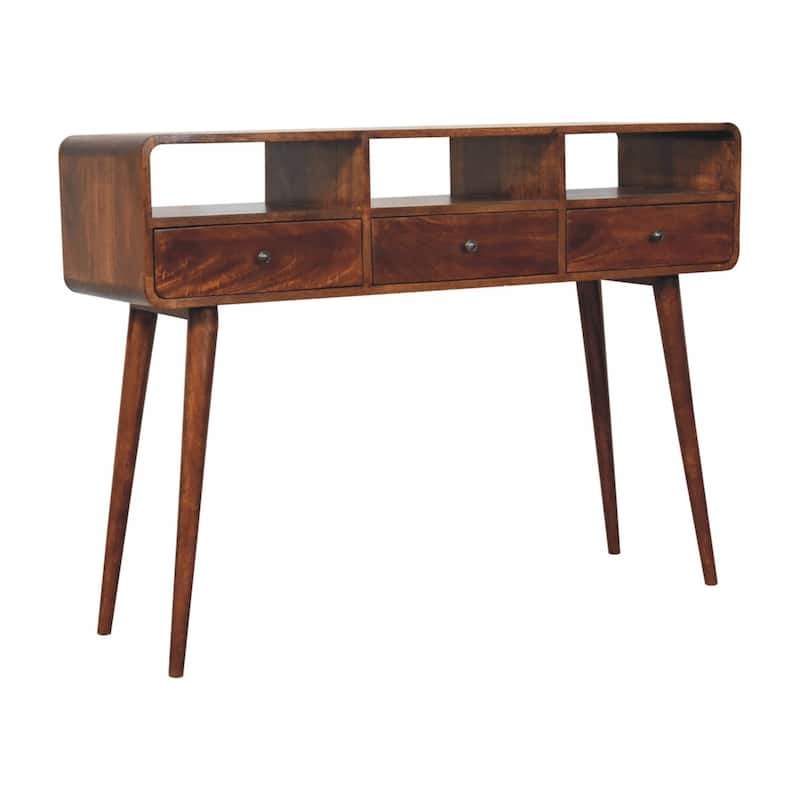 Artisan Furniture Solid Wood Triple Curved Chestnut Console Table
