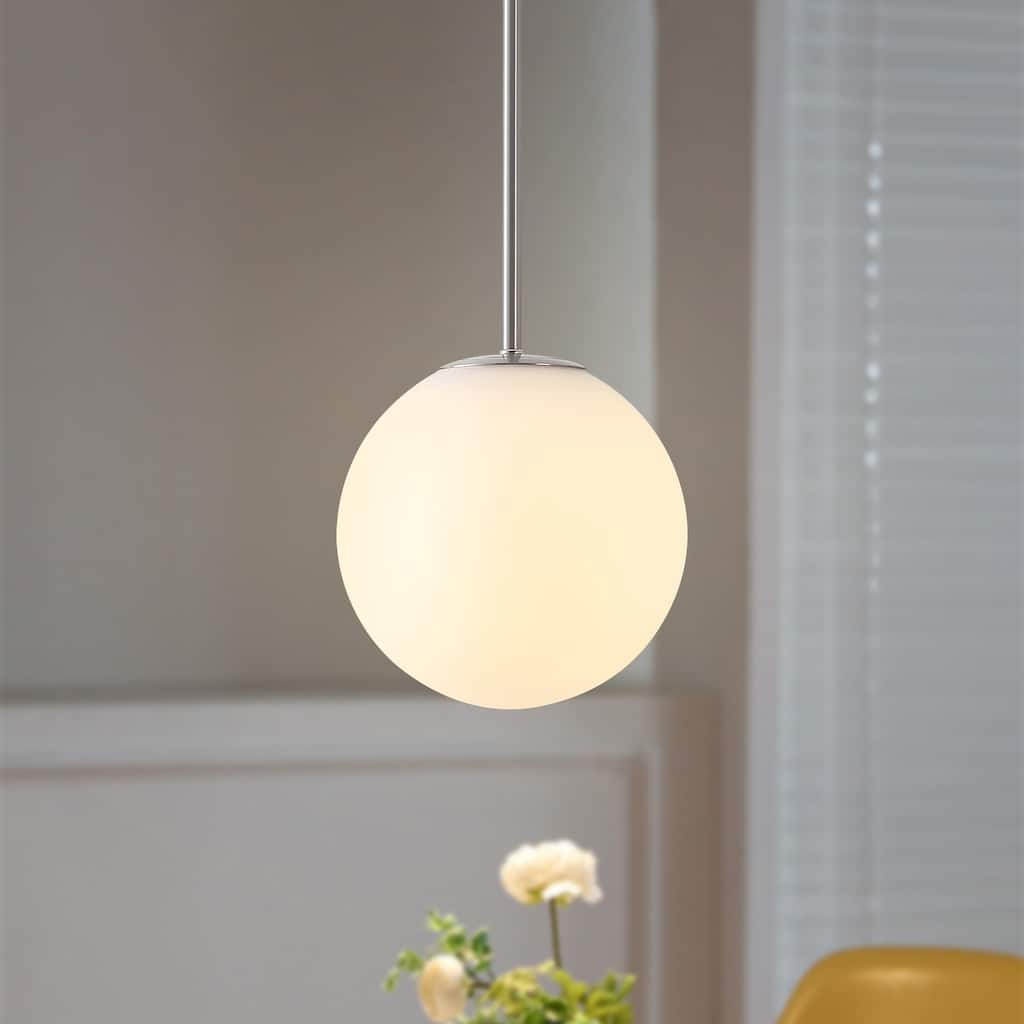 Modern Minimalist 1-Light Pendant Lighting with Milk White Glass Globe
