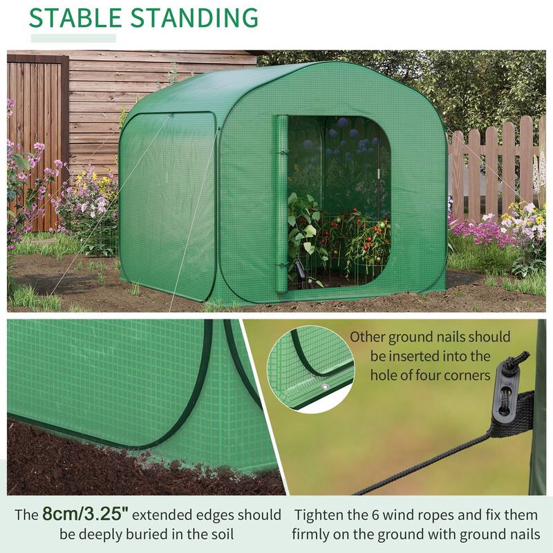 Outsunny 7' x 7' x 6' Garden Portable Greenhouse for Outdoors with Side Door & Portable Zipper Bag, Pop Up Greenhouse Tent