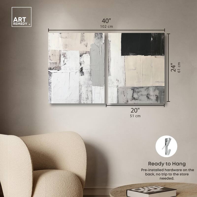 Chalk and Charcoal Canvas Set of 2 by Art Remedy, Gallery Wrapped