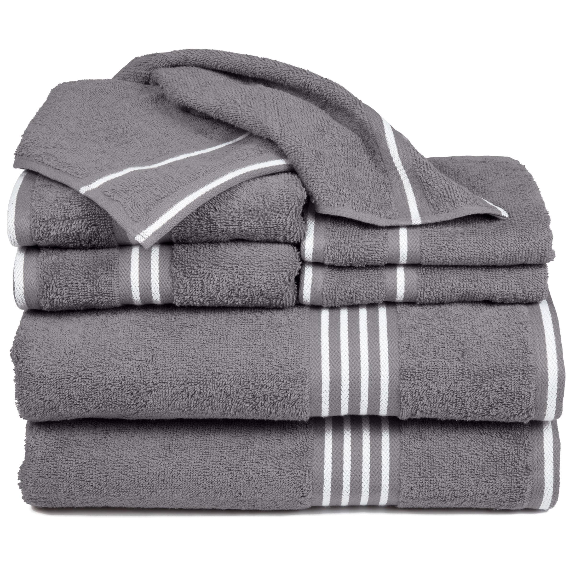 8PC Bathroom Towels Set 575GSM 100% Cotton with 2 Bath Towels, 2 Hand Cloths, 2 Wash Cloths, and 2 Fingertip Fabric