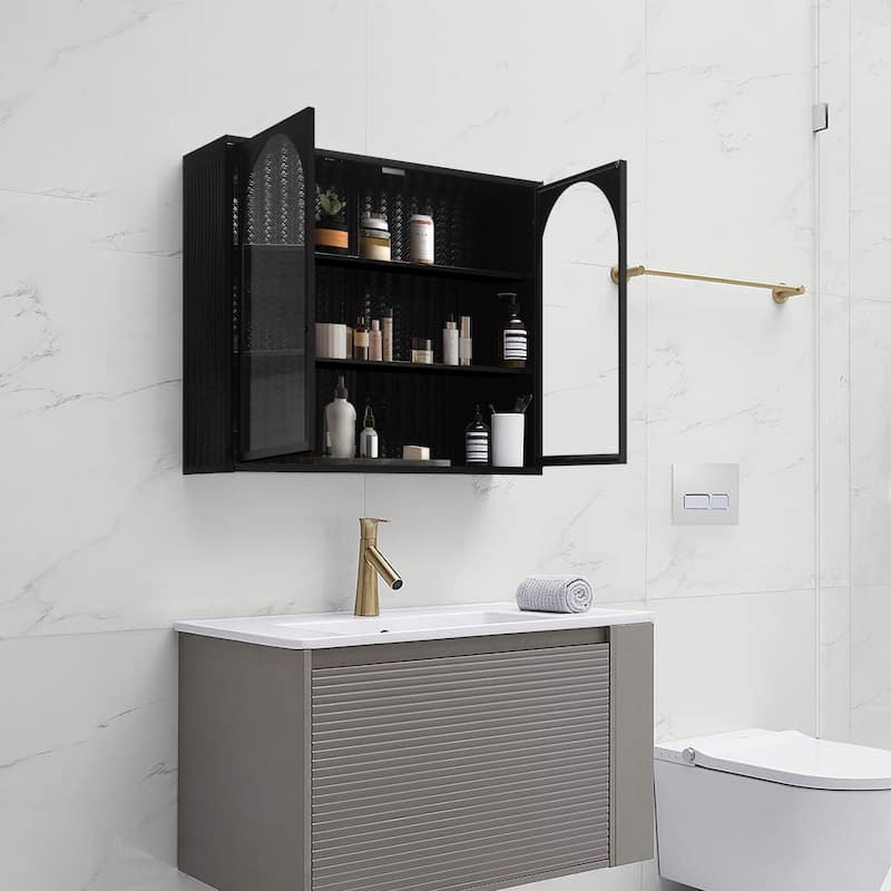 27.56"Glass Doors Modern Two-door Wall Cabinet
