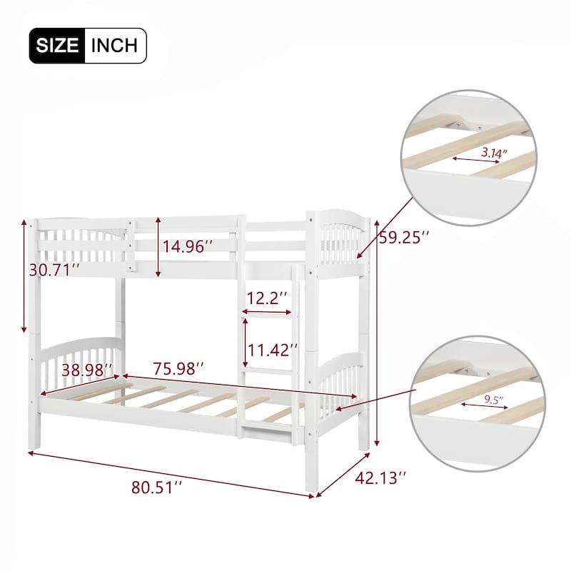 Twin Over Twin Bunk Bed with Ladder