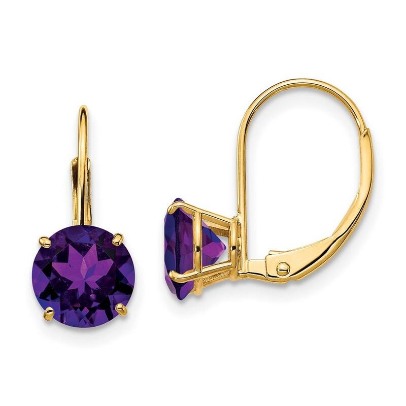 Curata 14k Yellow Gold 7mm Round Genuine Gemstone Lever-back Earrings - 18x7mm