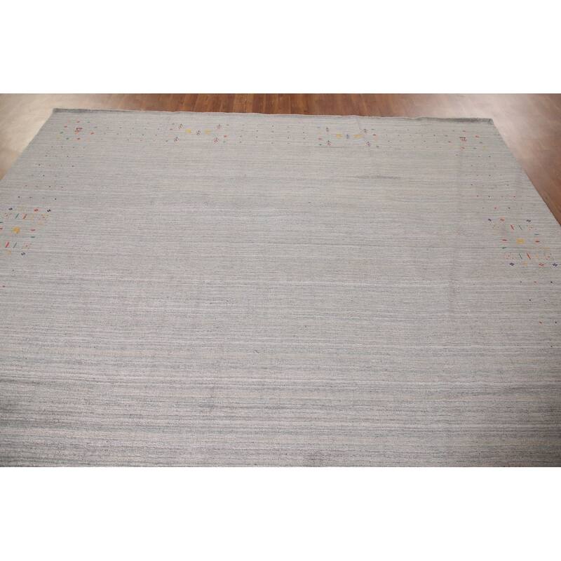 Stripe / Tribal Gabbeh Oriental Area Rug Handmade Silk Carpet - 9'2" x 11'6"