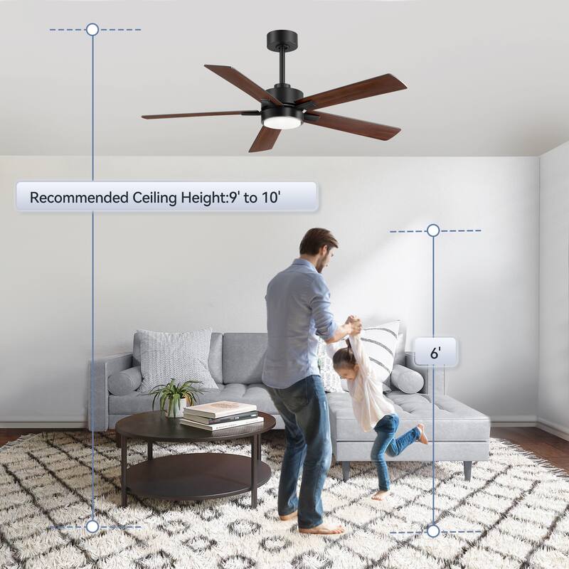 52 Inch Integrated Ceiling Fan with LED Light and Remote(5-Blades)