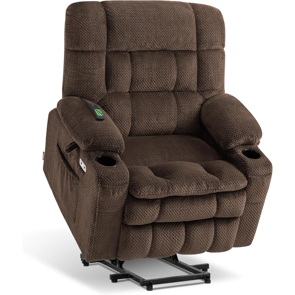 MCombo Dual Motor Power Lift Recliner Chair with Massage and Heat, Infinite Position, Fabric R7894 (Small-Wide)