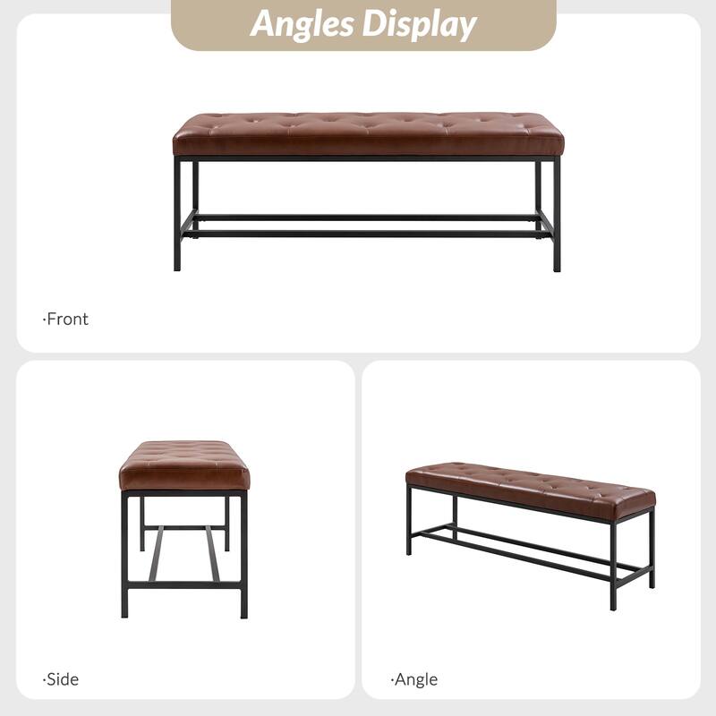 Horst 50 in.W Contemporary Upholstered Bench with Metal Legs by HULALA HOME