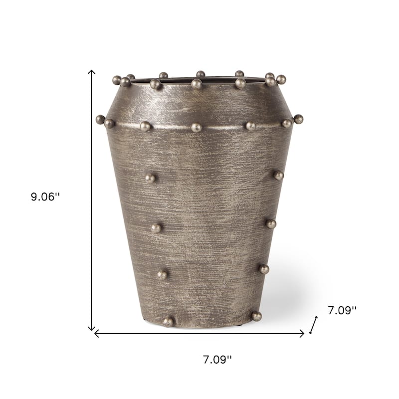 9" Silver Metal Table Vase - 7.09