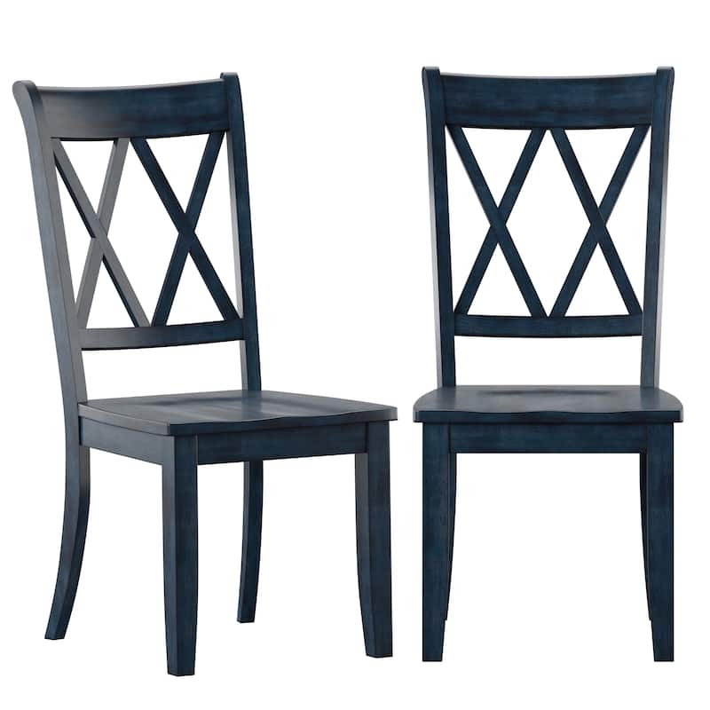 Ronda Double X Back Wood Dining Chairs (Set of 2) - Antique Dark Denim