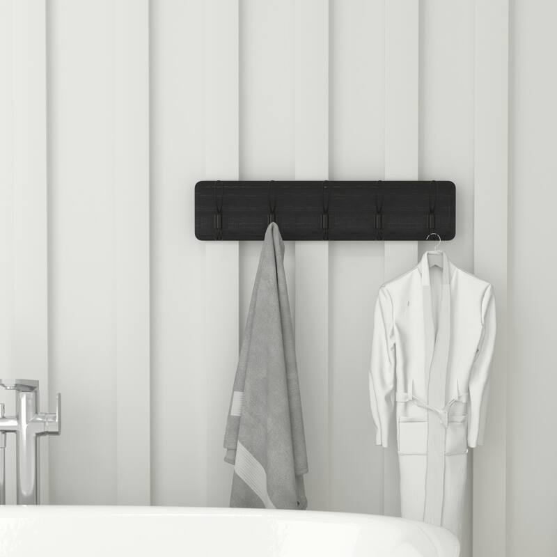 Wall Mounted Storage Rack with Upper Shelf and Storage Hooks