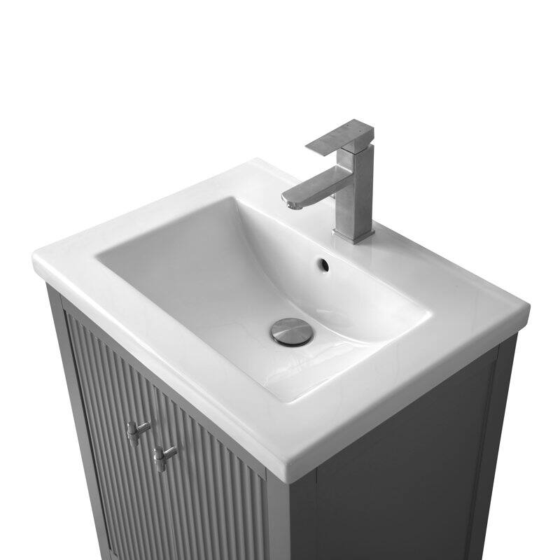 Vanity Art 24" Single Sink Bathroom Vanity Cabinet with Ceramic Top
