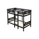 preview thumbnail 2 of 2, Black Twin over Twin Solid Wood Bunk Bed with Ladder & Fence