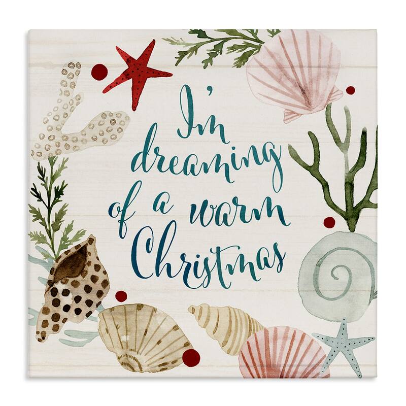 Stupell Dreaming of Warm Christmas Nautical Beach Holiday Canvas Wall Art - Multi-Color - 36 x 36