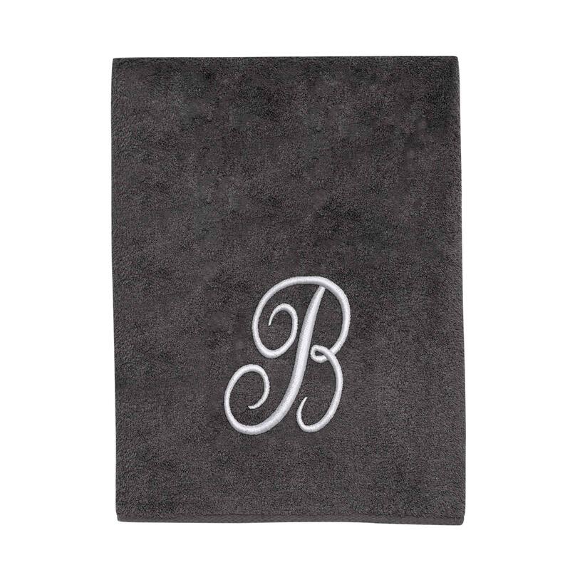 Avanti Linens Granite/Silver Script Monogram Bath Towel Letter B - Bath Towel
