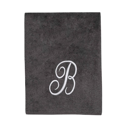 Avanti Linens Granite/Silver Script Monogram Bath Towel Letter B - Bath Towel