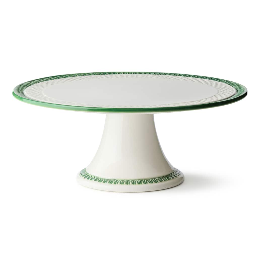 Certified International Le Jardin Embossed Rattan Footed Cake Plate - 12.25"W x 12.25"D x 5"H