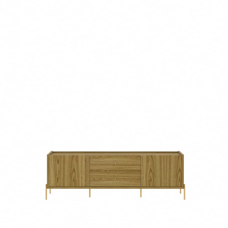 Manhattan Comfort Jasper 72.91 In. Gold Leg Media Cabinet Console