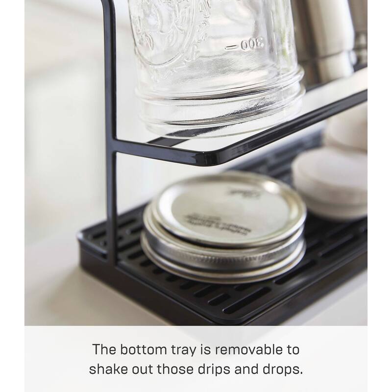 Yamazaki Home Countertop Bottle Drying Rack, Steel, Holds 4.4 lbs - L 4.72 x W 12.6 x H 6.69 inches