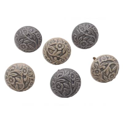Novica Handmade Elegant Floral Ceramic Knobs (Set Of 6)