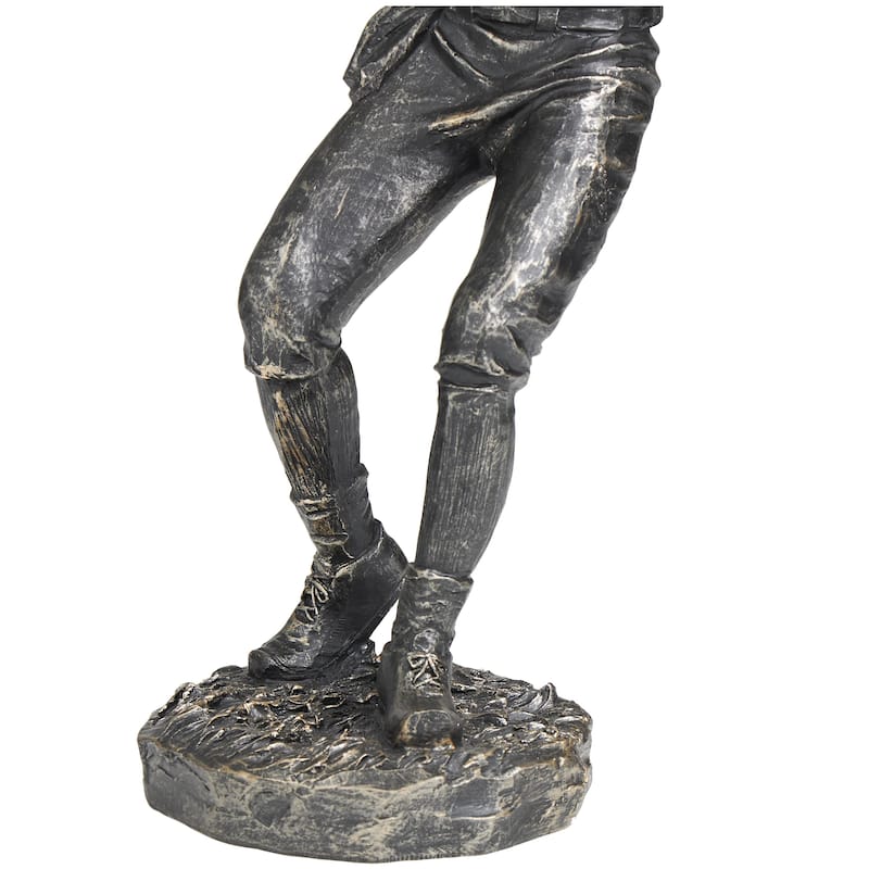 Polystone Football Player Decorative Sculpture - Silver - Roche River Decor