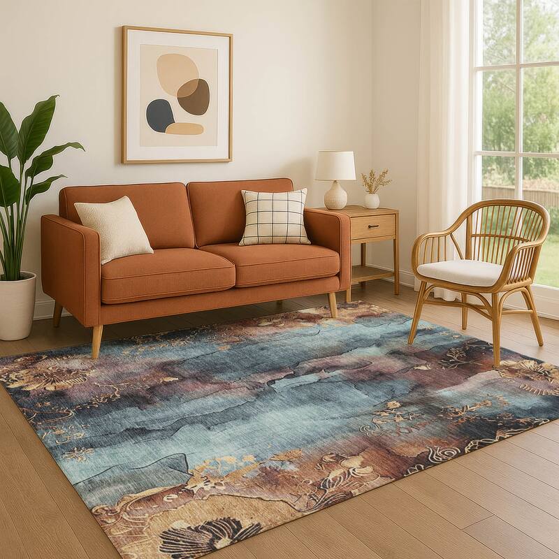 Premium Washable Super Soft Abstract Chic Mayfield Rug - Blue - 2'6" x 3'10"