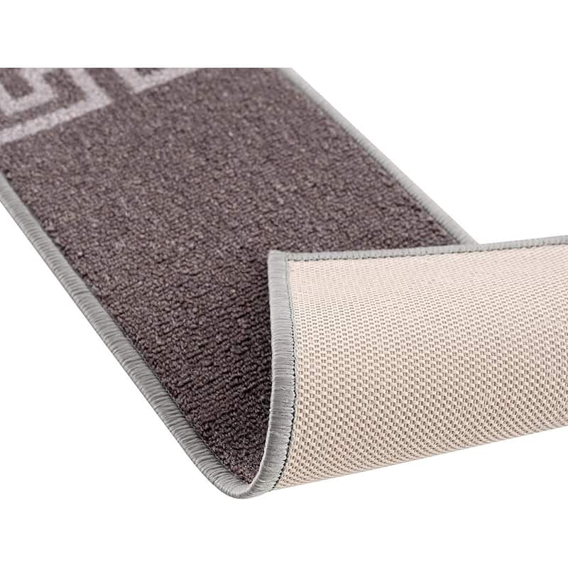 Stair Treads Greek Key Meander Design Non Slip Backing, 8.5''X26''