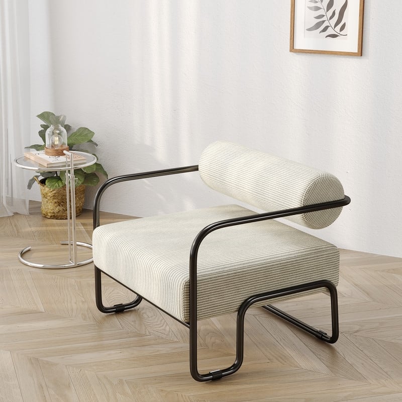 Modern Designed Corduroy Fabric Accent Chair with Thick Cushion