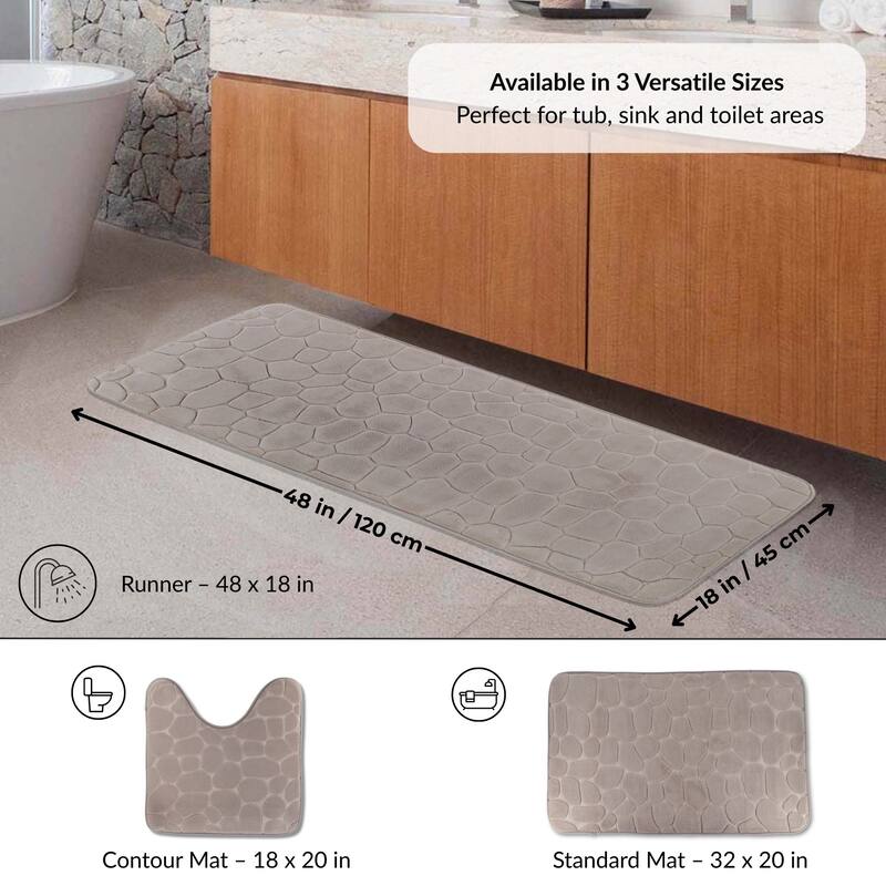 Memory Foam Runner Bath Mat Pebble Design 48x18