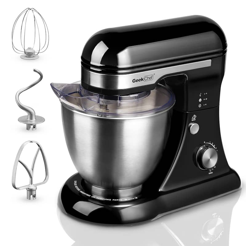 Anmytek 4.8QT 12 Speed Electric Stand Mixer with Dough Hook Whisk Beater Bowl for Home Kitchen Use - Black