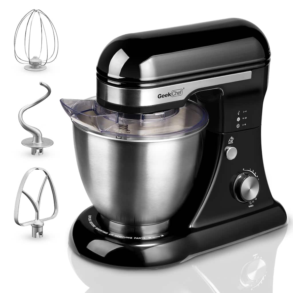 Geek Chef Electric Stand Mixer, 4.8QT 12 Speeds Tilt-head Food Mixer with Dough Hook, Rotary Knob for Home Kitchen Use