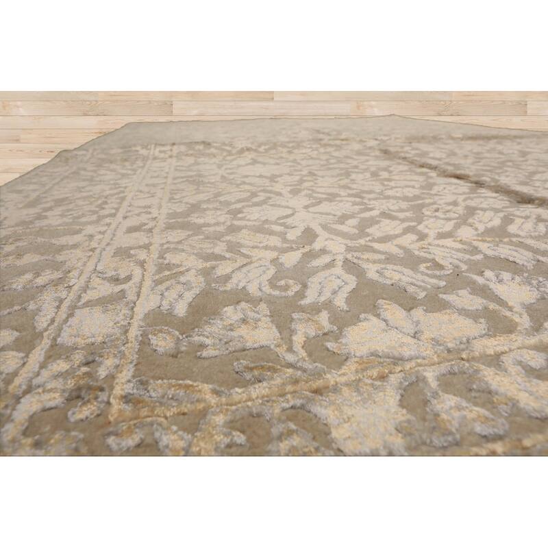 Hand Knotted Tibetan Ivory Tibetan 100% Wool Modern Oriental Area Rug - 4' 3'' x 5' 10''