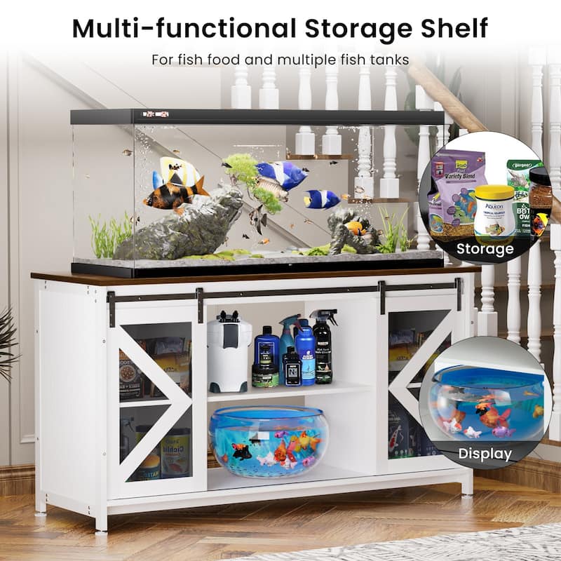 Anmytek 80 Gallon Heavy Duty Metal Aquarium Stand with Cabinet for Fish Tank Accessories Storage