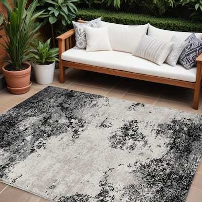 HomeRoots Abstract Transitional Rectangle Outdoor Rug
