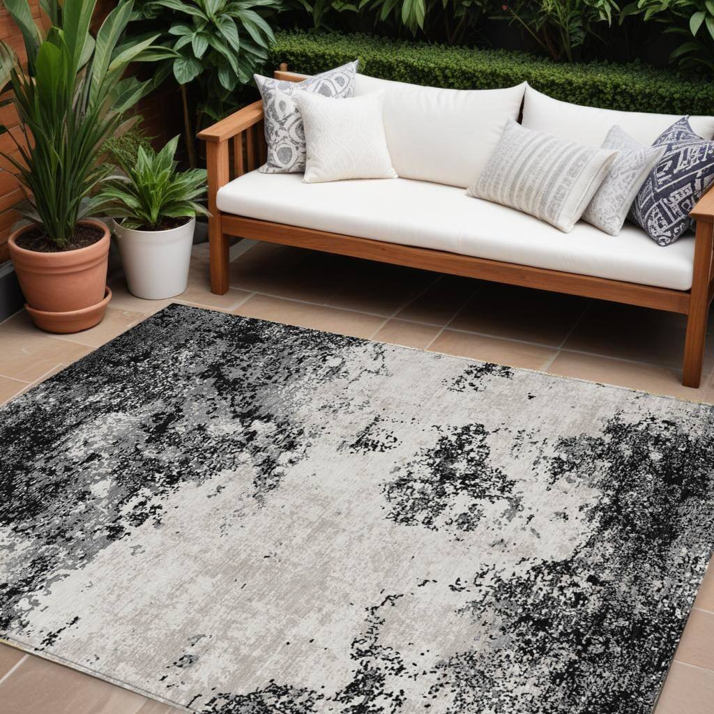 HomeRoots Abstract Transitional Rectangle Outdoor Rug