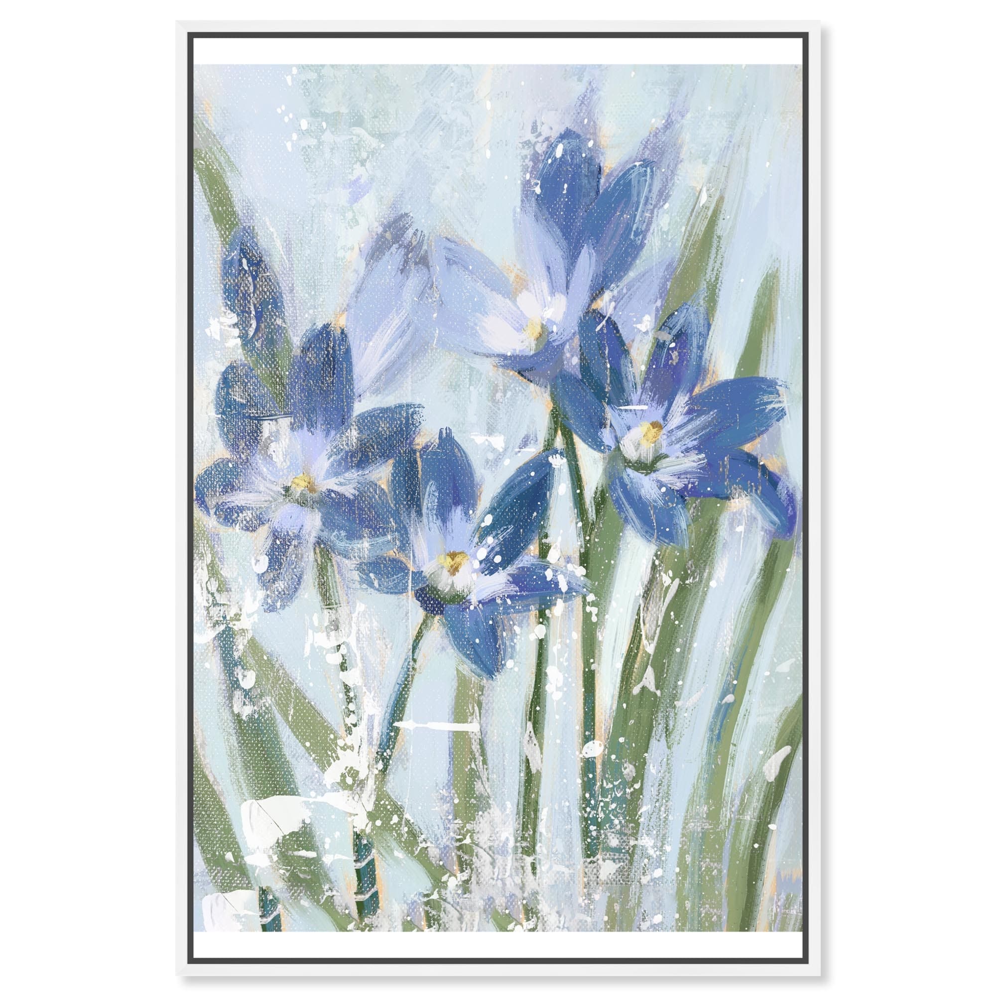 Blue Iris Blue Decor Framed Canvas Print by Art Remedy