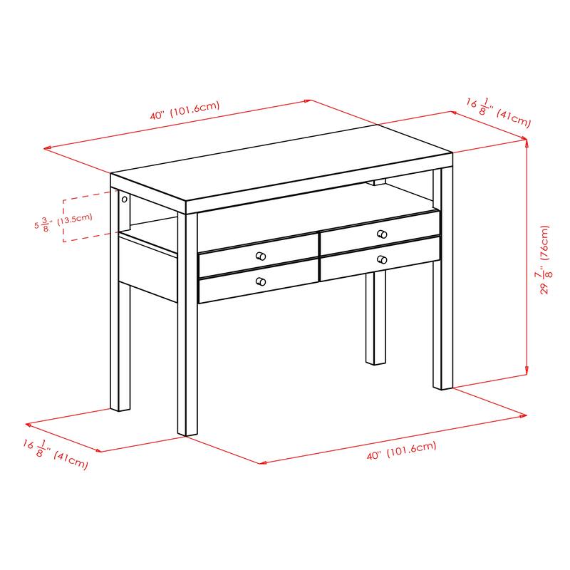 Copenhagen Console Table, Espresso - 40.16 x 17.09 x 30.12 inches