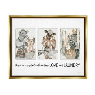 Stupell Love & Laundry Cows Framed Floater Canvas Wall Art Design by ...