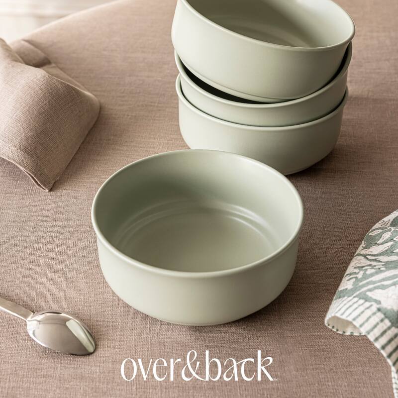 over&back Rimmed 26oz Semi-Matte Stoneware Cereal Bowls