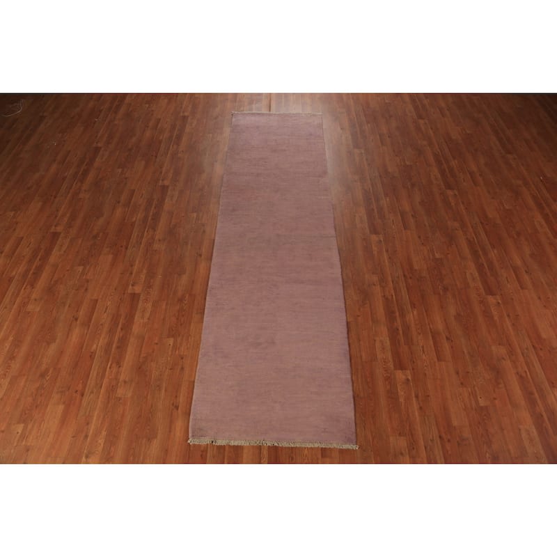 Gabbeh Modern Runner Rug Hand-Knotted Wool Carpet - 2'8" x 9'6"