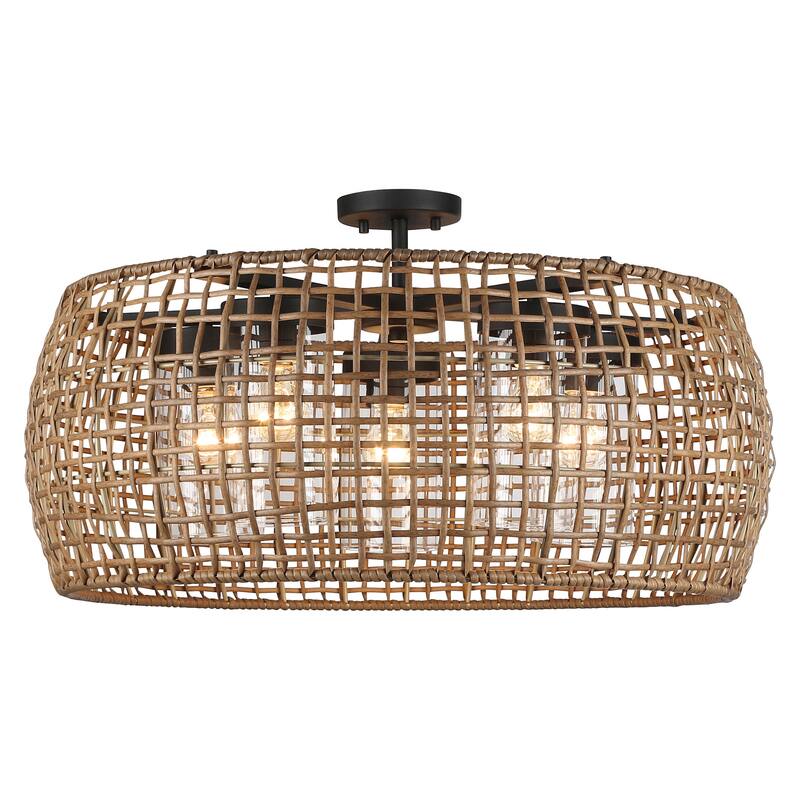 Golden Lighting 1067-O5SF MAW Piper 5 Light 28" Wide Semi-flush Drum