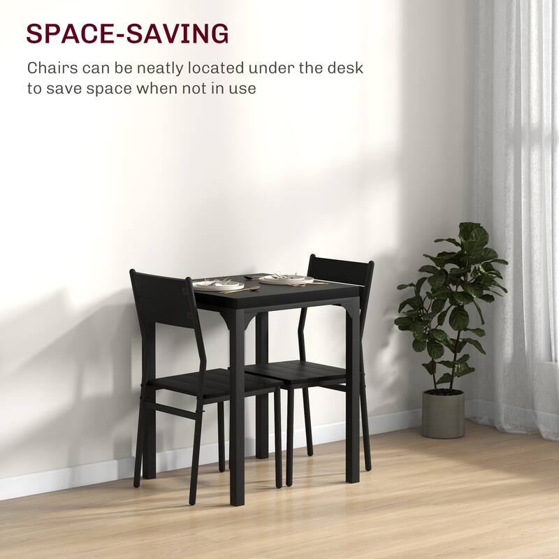 Modern 3-Piece Dining Set with Square Counter Height Bar Table & 2 Rustic Brown Open Back Stools