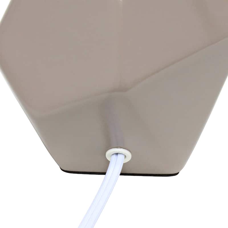 10.24" Modern Geometric Table Lamp with Ceramic Base and Fabric Shade for Bedroom or Office - 5.51"L x 5.51"W x 10.24"H