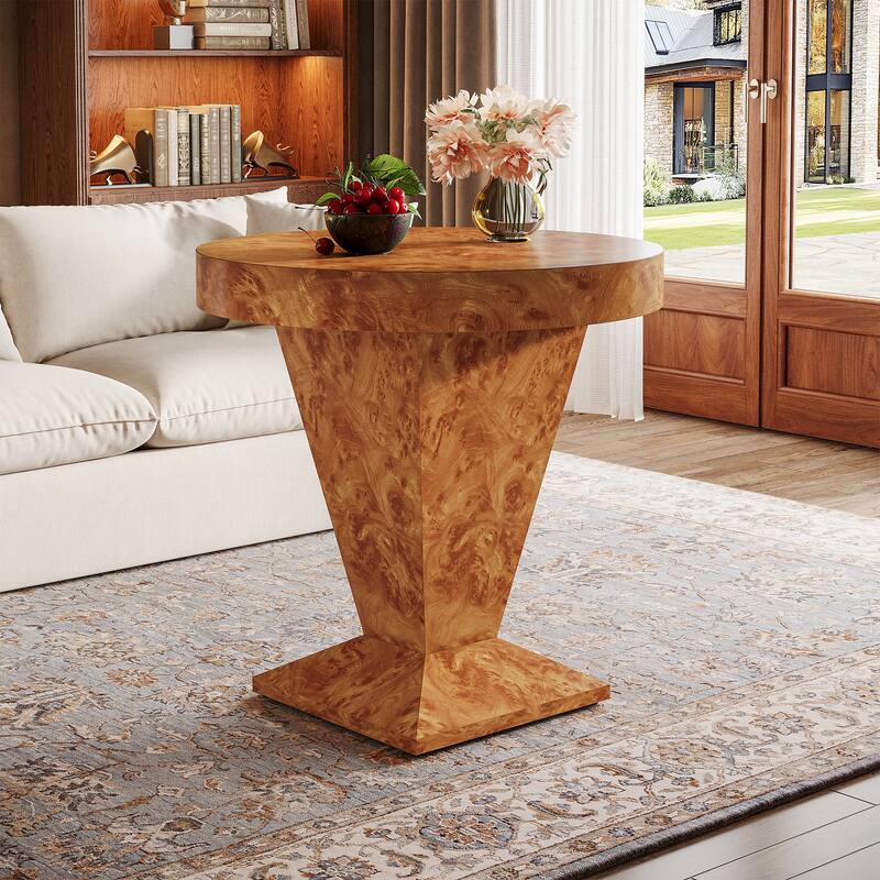 Modern Round Side Table, 23.62-Inch Pedestal End Table