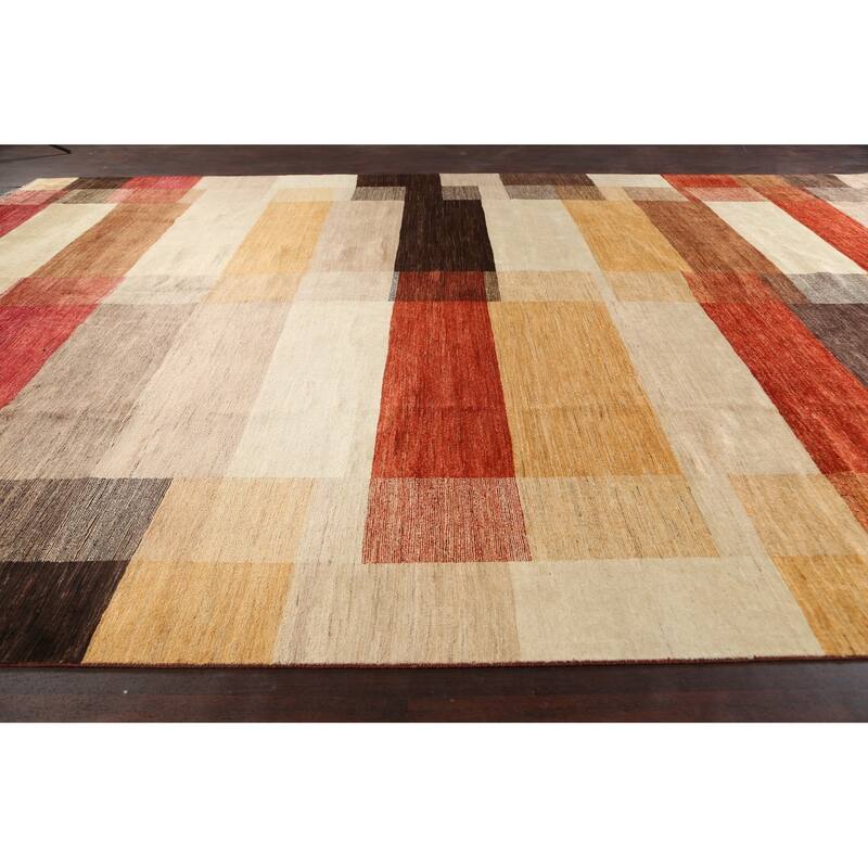 Geometric Gabbeh Kashkoli Oriental Area Rug Wool Handmade Carpet - 12'1" x 18'4"