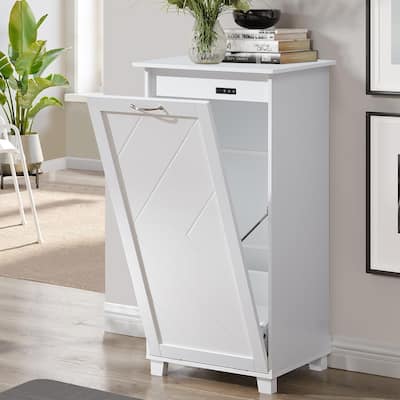 VECELO Tilt Out Kitchen Trash Bin Cabinet with Negative Ion Deodorizing Function Hidden Storage for Kitchen