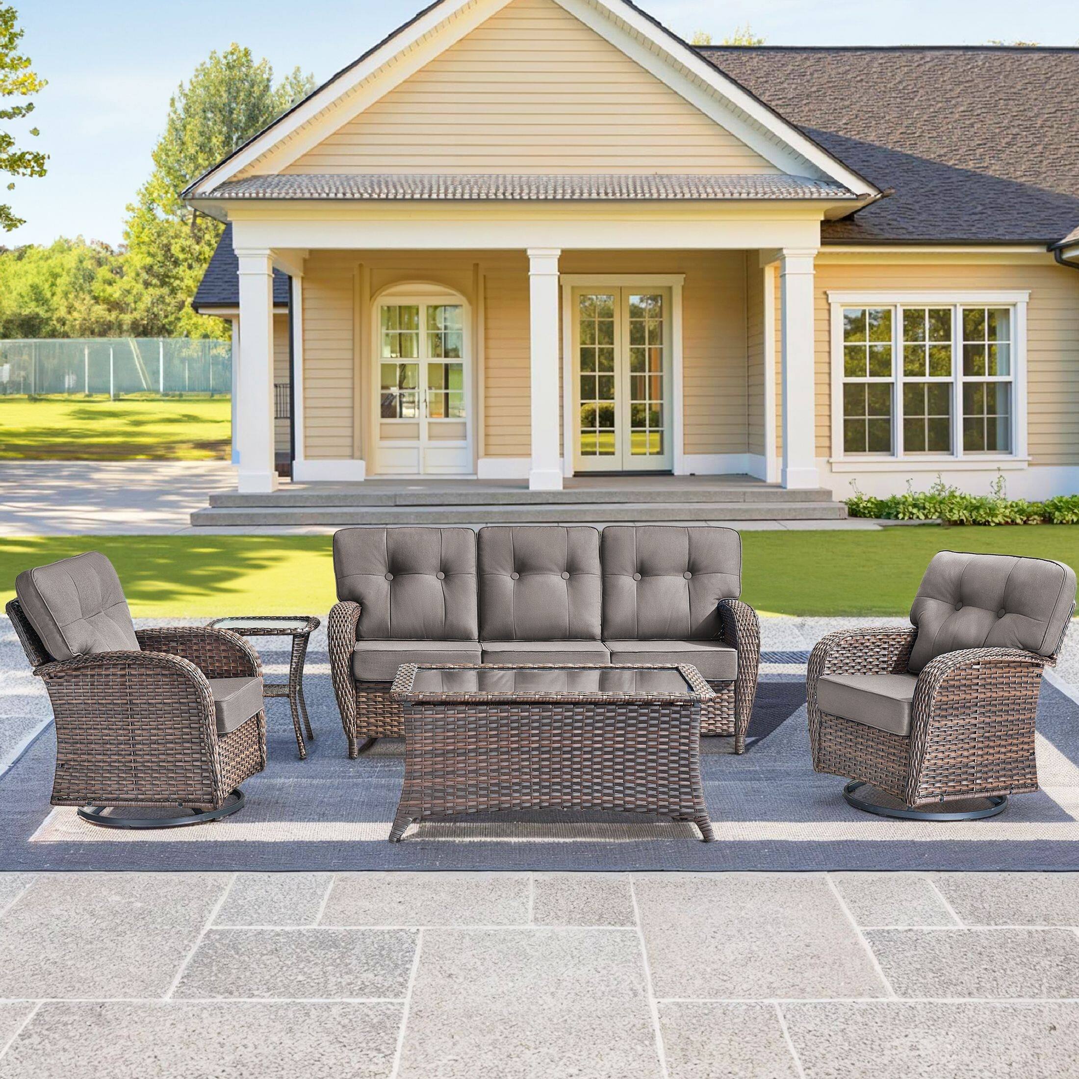 Option Brown Wicker & Gray cushion