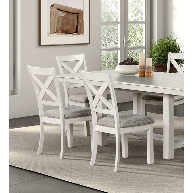 Modern Simple Rustic White Oak 2pc Side Chairs Dining Room Furniture Cross Back Cushion Seat Chair