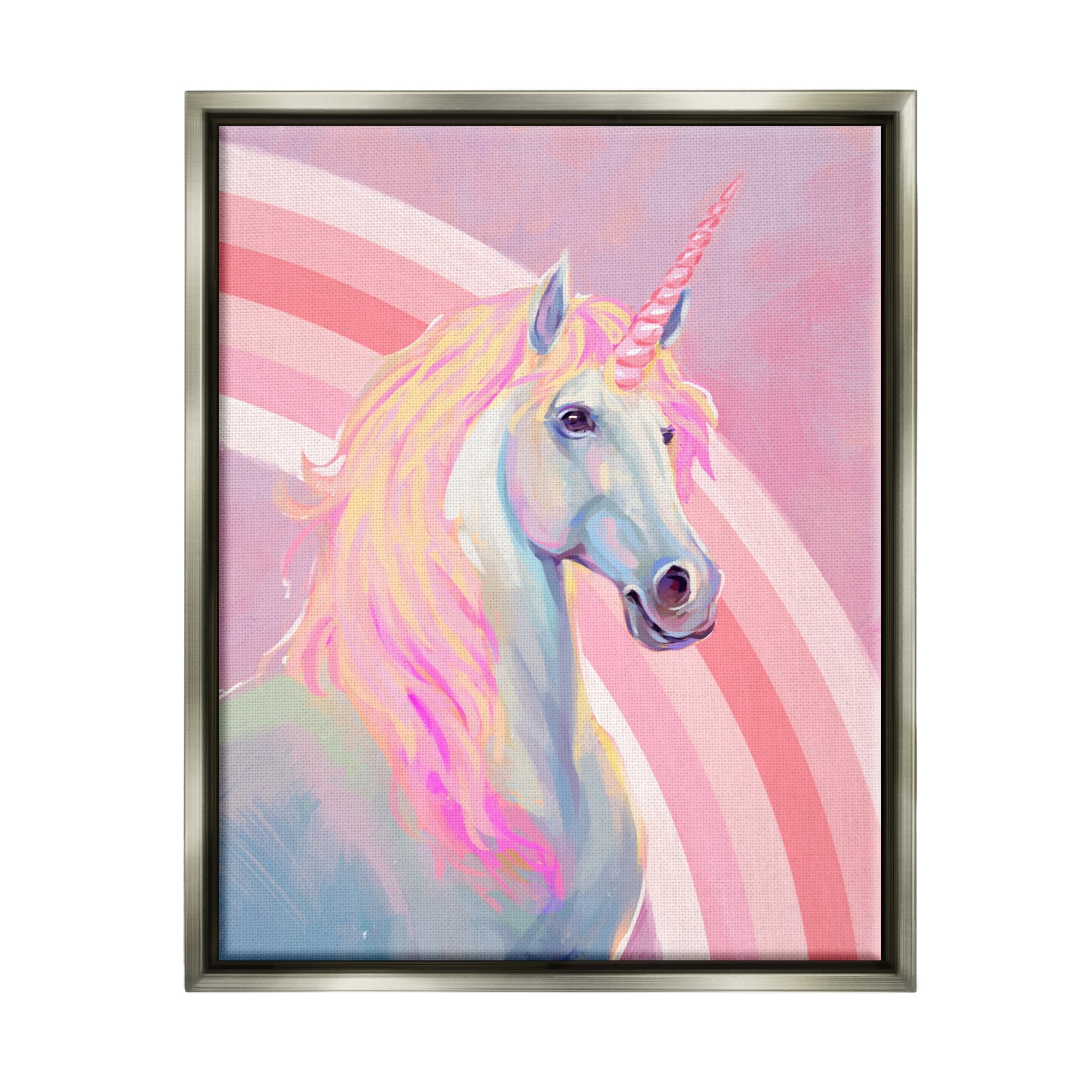 Stupell Pastel Pink Unicorn Framed Floater Canvas Wall Art Design by Ziwei Li