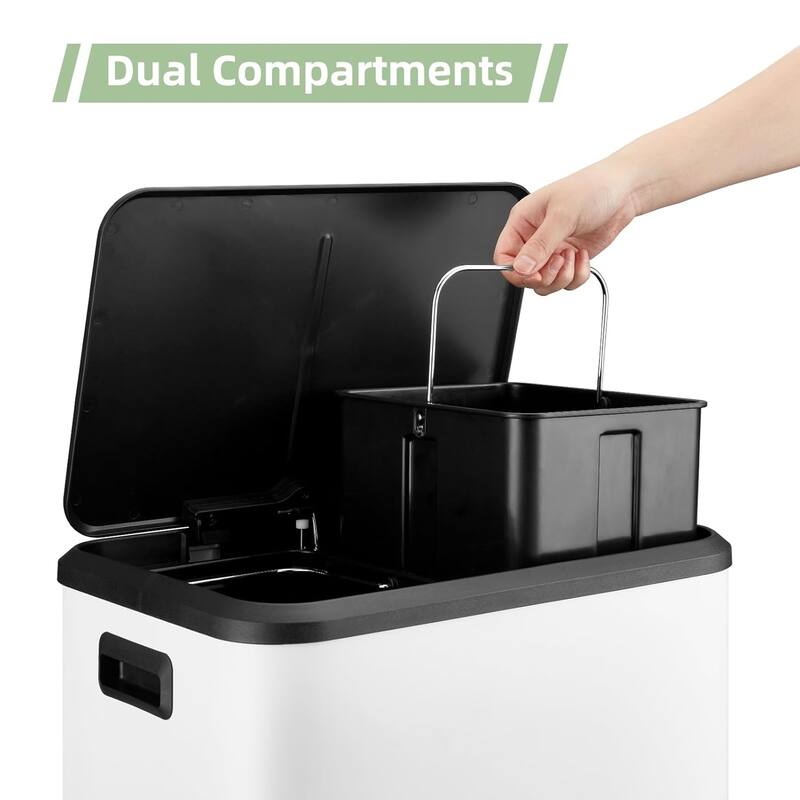 Double Compartment 2 x 15L Waste Separation Recycling Trash Can